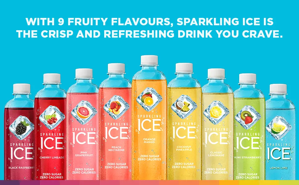 Sparkling Ice +Caffeine Blue Raspberry Sparkling Water. (Pack of 12) & Peach Nectarine Flavoured Sparkling Water with Zero Sugar and Zero Calories 503 ml (Pack of 12) - product information 4