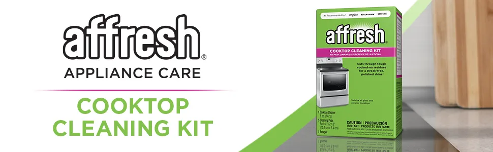 Affresh Cooktop Cleaning Kit, Safe for Glass & Ceramic Cooktops, Includes 5 oz cleaner, 5 pads, 1 scraper - affresh cooktop cleaning kit