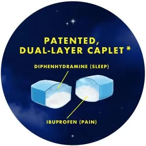 Advil PM Pain Reliever/Nighttime Sleep Aid, Ibuprofen and Diphenhydramine (1 Pack ,200 Coated Caplets) 200 Count (Pack of 1) - Dual Capelt