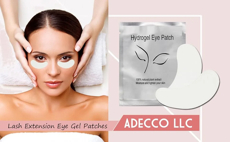 Adecco LLC Eyepads Eyelash Extensions Lint Free, 100 Pairs Set Eye Pads for Lash Extensions, Hydrogel Eye Patch DIY False Eyelash Lash Extension Makeup Eye Gel Pad Silver 100 - product information 1
