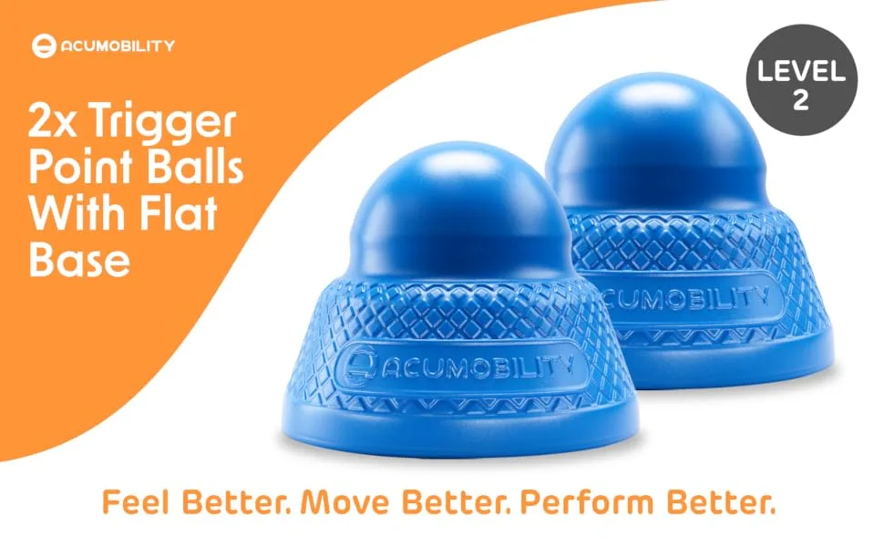 Acumobility Deep Flat-Base Trigger Point Ball 2 Pack - Chiropractor Designed Foot Massage Ball Roller - Physical Therapy Ball & Lacrosse Balls for Athletes, Made in USA Deep Massage - Patented and certified lacrosse balls designed by chiropractors