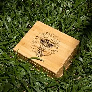 Wooden Stash Box Bundle, Rolling Tray, Jar, Rolling Kit, Rolling Tray Stash Box with Lock, Rolling Tray Bundle, Bamboo Rolling Tray with Lid, Accessories, Wood Storage Set, Locking Stash Box - box in grass