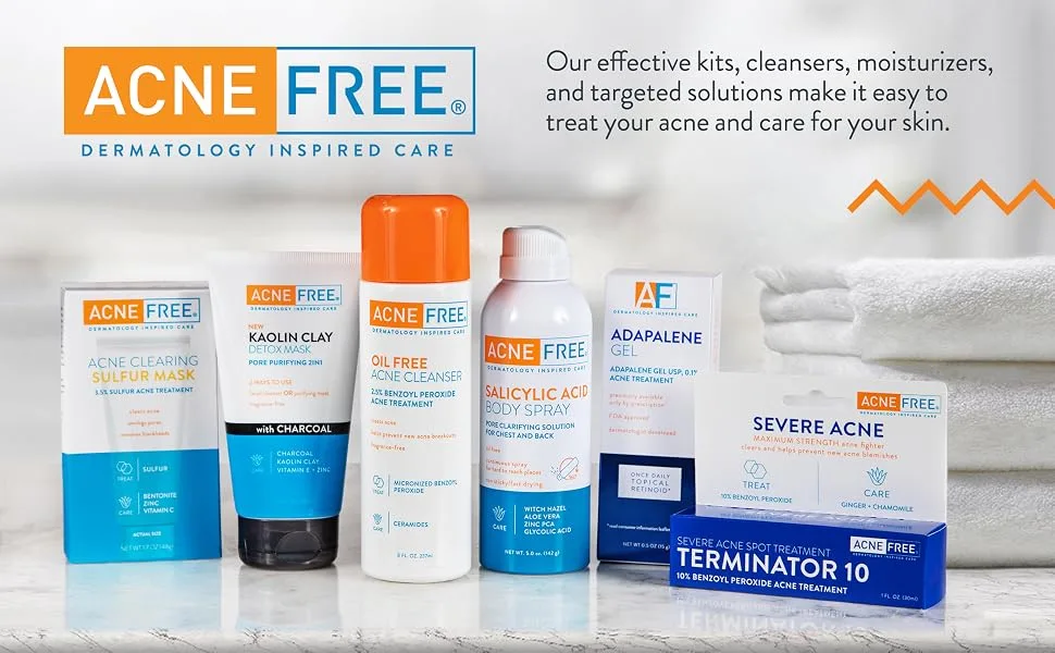 AcneFree Severe Acne 24 Hour Clearing System, 4 Step Routine Kit Designed for Stubborn Acne - AcneFree Dermatology Inspired Care