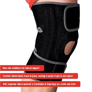 ACE Adjustable Knee Brace, Provides Support & Compression to Arthritic and Painful Knee Joints Adjustable Knee Support - Person wearing ACE Knee Stabilizer