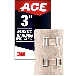 ACE 3 Inch Elastic Bandage with with Clips, Beige, Great for Elbow, Ankle, Knee and More, 1 Count 3 Inch (Pack of 1) Beige - product information 1