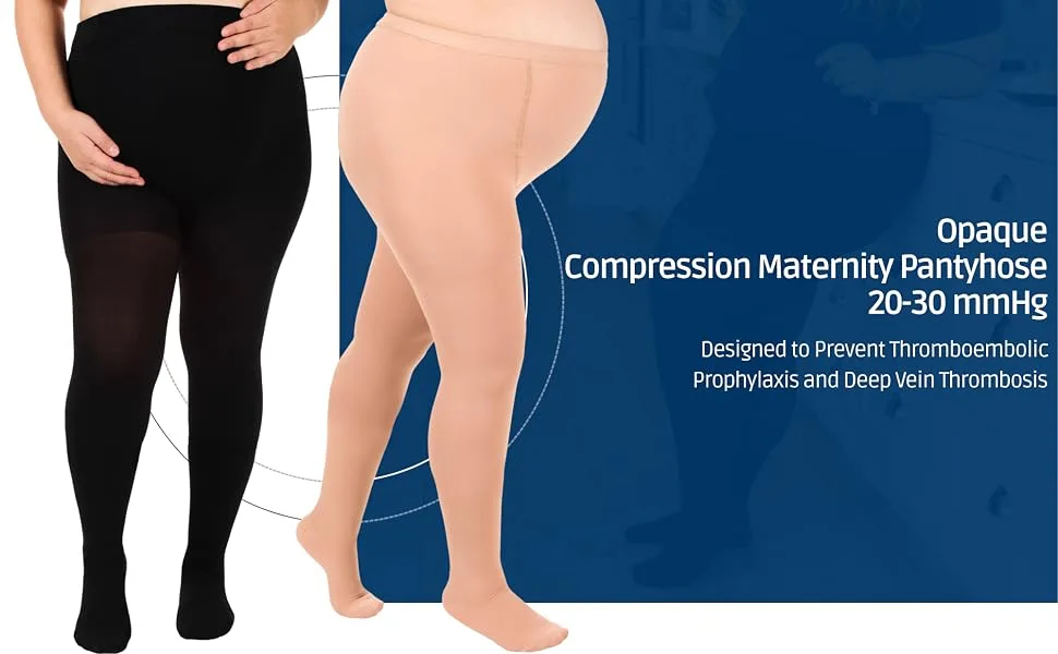 Absolute Support - Opaque Maternity Compression Stockings Pantyhose 20-30mmHg for Women Circulation - Beige, X-Large Beige X-Large - product information 6