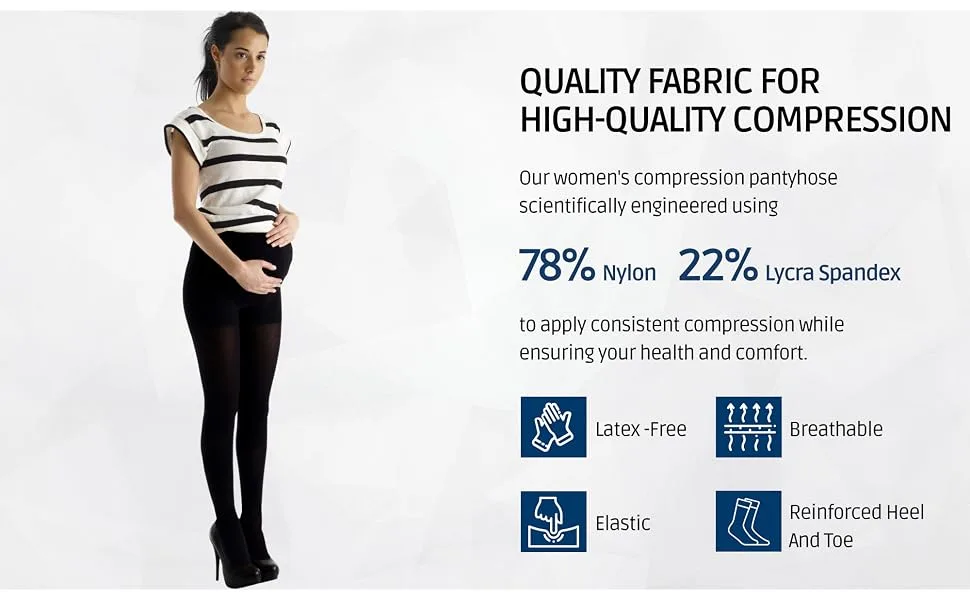 Absolute Support - Opaque Maternity Compression Stockings Pantyhose 20-30mmHg for Women Circulation - Beige, X-Large Beige X-Large - product information 7