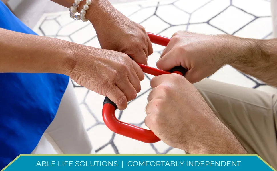 Able Life Handy Handle, Lift Assist Device for Elderly and Disabled, Patient Standing Aid for Handicapped, Blue with Rubber Grip - handy handle, able life, stand assist, standing aid, surgery recovery, caretaker, lift, gait belt