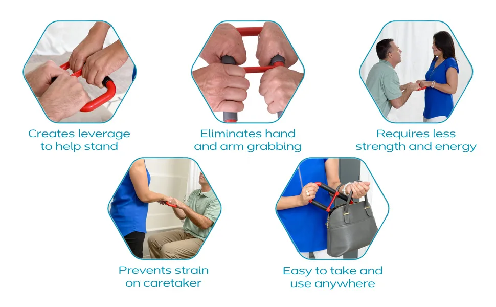Able Life Handy Handle, Lift Assist Device for Elderly and Disabled, Patient Standing Aid for Handicapped, Blue with Rubber Grip - leverage, standing handle, support assist, for caretakers, portable, grab bar, handicap, therapy
