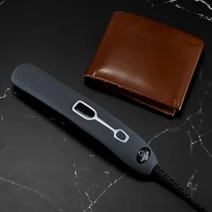 Aberlite EDC - Premium Beard Straightener Brush for Men - Professional Straightening Tool Heated Comb - for Short & Long Beards  - for Home and Travel (Grey) - beard straightener cepillo para barba cepillo para barba de hombre plancha para barba