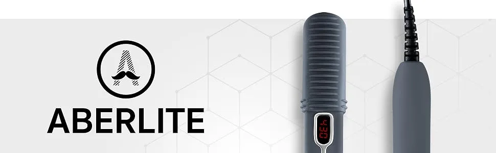 Aberlite EDC - Premium Beard Straightener Brush for Men - Professional Straightening Tool Heated Comb - for Short & Long Beards  - for Home and Travel (Grey) - EDC beard straightener