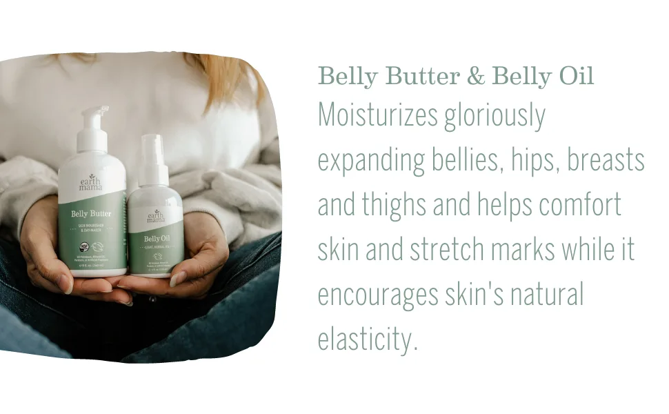 A Little Something for Mama-to-Be Gift Set by Earth Mama Natural Pregnancy and Maternity Gift for Expectant Mothers, 5-Piece Set - Moisturizes gloriously expanding bellies, hips, breasts and thighs and helps comfort skin & stretch