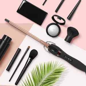 9mm Thin Curling Iron Ceramic, 3/8 Inch Small Barrel Curling Wand for Long & Short Hair, LCD Display with 9 Heat Setting Include Glove(Golden) 3/8 Inch Champagne - curling iron