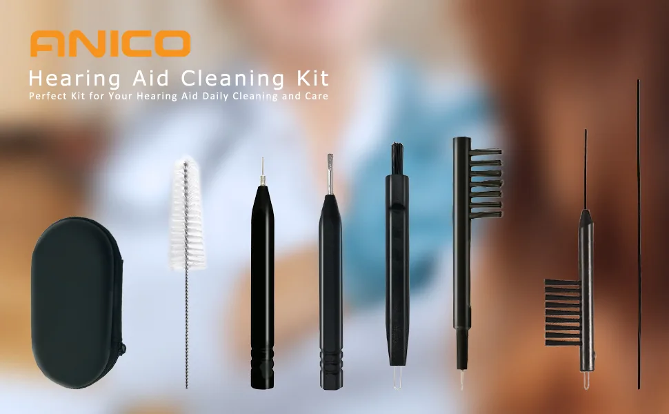 8 pieces hearing aid amplifier cleaning tools, earbuds/Headphones/Airpods cleaner brush kits with case - Hearing Aid Cleaning Tools