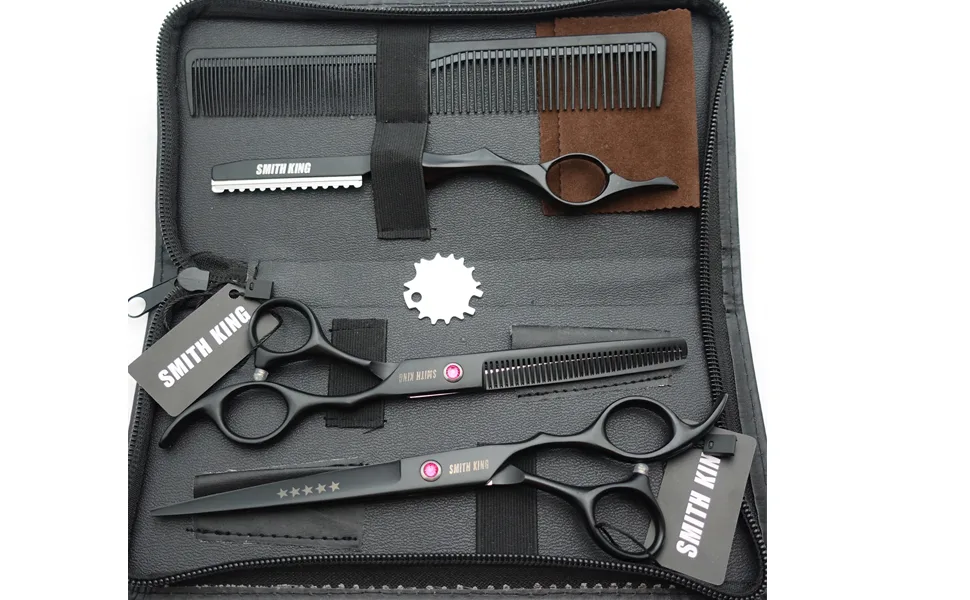 7.0 Inches Professional hair cutting thinning scissors set with razor (Black) 7.0 Inch Black - full content