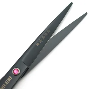 7.0 Inches Professional hair cutting thinning scissors set with razor (Black) 7.0 Inch Black - sharp edge