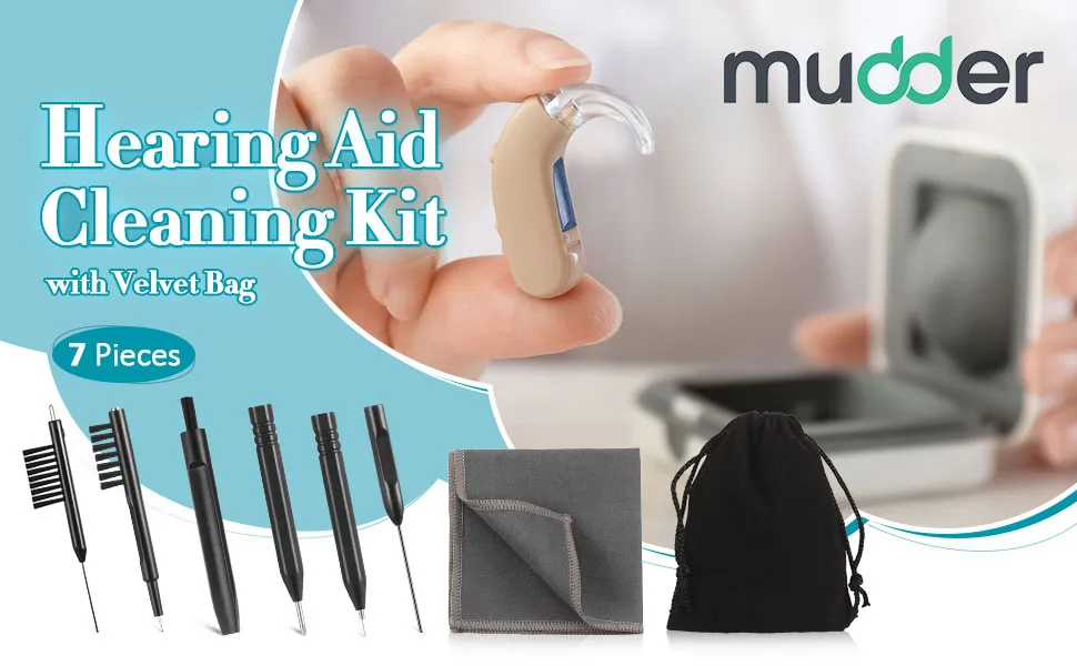 7 Pieces Hearing Aid Cleaning Tools Hearing Aid Amplifier Cleaning Brush with Wax Loop and Magnet, Hear Aid Cleaning Kit with Velvet Bag - product information 1