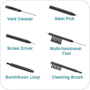7 Pieces Hearing Aid Cleaning Tools Hearing Aid Amplifier Cleaning Brush with Wax Loop and Magnet, Hear Aid Cleaning Kit with Velvet Bag - product information 3
