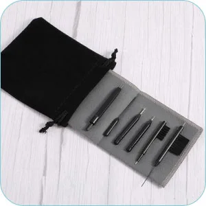 7 Pieces Hearing Aid Cleaning Tools Hearing Aid Amplifier Cleaning Brush with Wax Loop and Magnet, Hear Aid Cleaning Kit with Velvet Bag - product information 7