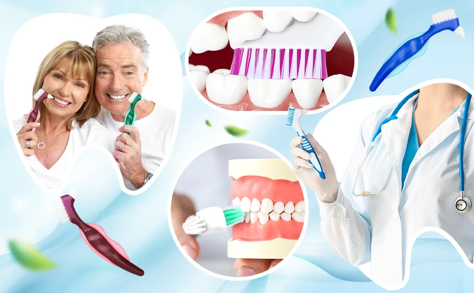 6 Pieces Hard Denture Brush Denture Toothbrush Cleaning Brush with White Carrying Case for False Teeth Cleaning (Red, Green and Blue) - product information 5