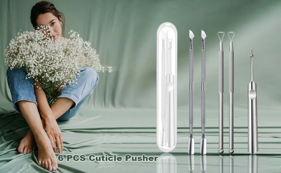 6 PCS Cuticle Pusher and Cutter Remover Stainless Nail Polish Peeler Scraper Durable Manicure and Pedicure Cleaner Tool - Professional & Durable - 6 PCS Cuticle Pusher