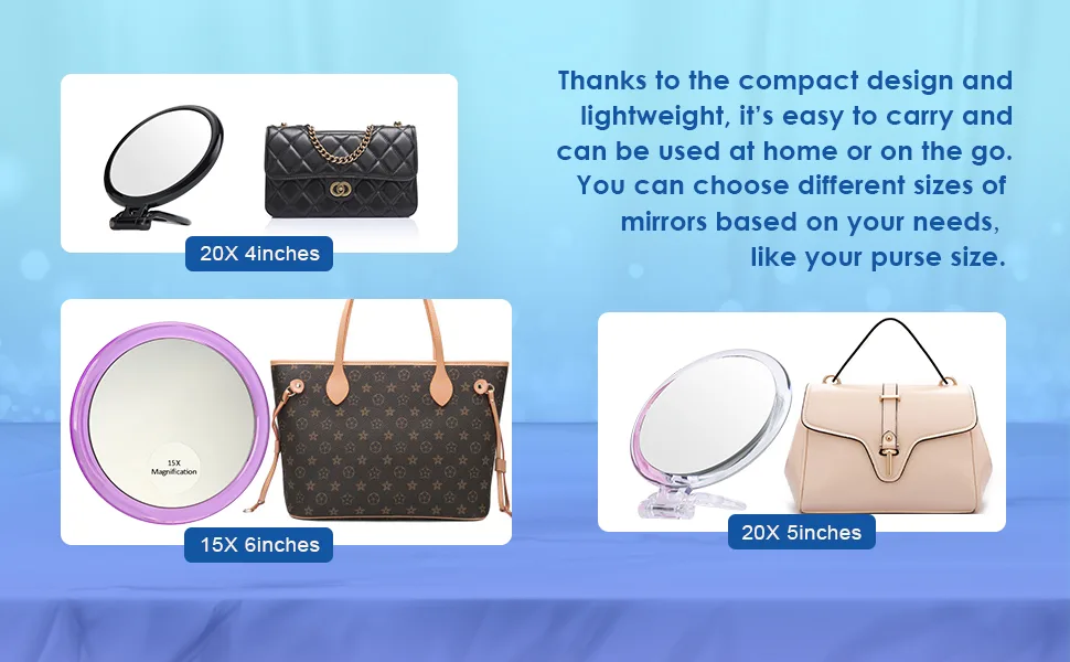 5Inch,20X Magnifying Mirror, Two Sided Mirror, 20X/1X Magnification, Folding Makeup Mirror with Handheld/Stand,Use for Makeup Application, Tweezing, and Blackhead/Blemish Removal. Clear - product information 16