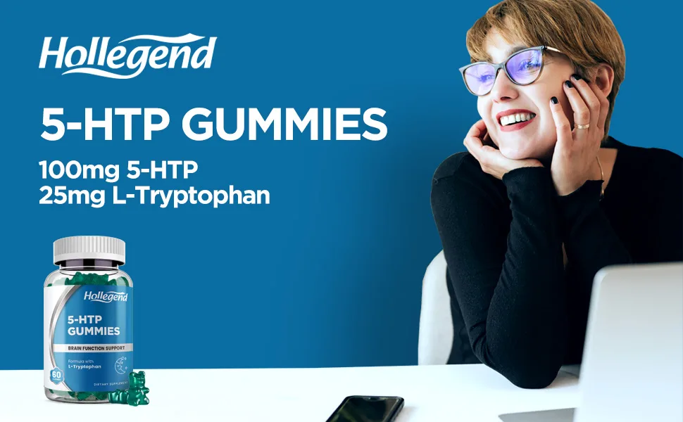 5-HTP Gummies 200mg, 5HTP & L-Tryptophan Supplements for Stress Relief, Brain Support, Blueberry Flavor, 60 Chewables 1 - 5-HTP Gummies