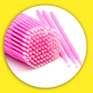 500PCS Disposable Micro Applicators Brush for Makeup and Personal Care (Head Diameter: 2.0mm)- 5 X 100 PCS Pink - High quality