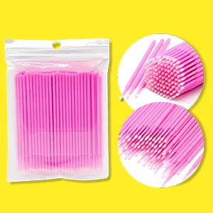500PCS Disposable Micro Applicators Brush for Makeup and Personal Care (Head Diameter: 2.0mm)- 5 X 100 PCS Pink - Lovely Pink Color