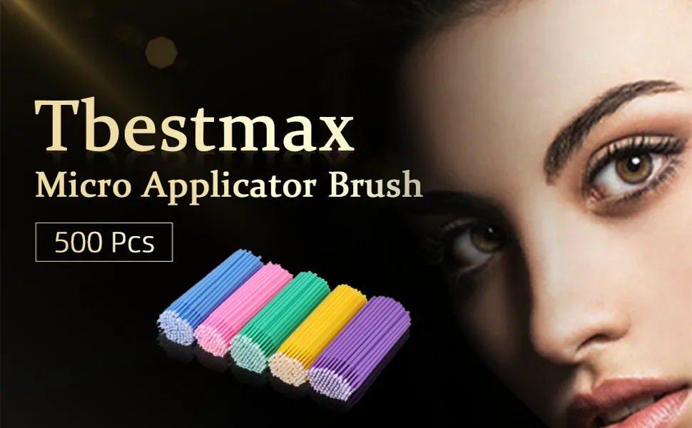 500 Pcs Micro Applicator Brush, Micro Swabs, Disposable Eye Lashes Mascara Wands for Eyelash Extension Tbestmax 5color-Pure - 2021072800002