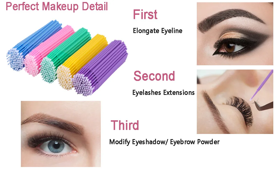 500 Pcs Micro Applicator Brush, Micro Swabs, Disposable Eye Lashes Mascara Wands for Eyelash Extension Tbestmax 5color-Pure - 20210729000001
