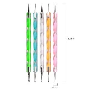 5 pc 2 Way Dotting Pen Tool Nail Art Tip Dot Paint Manicure kit (5PC) 5 Count (Pack of 1) - product information 2