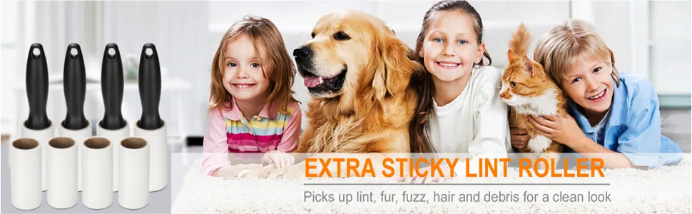 480 Sheet Extra Sticky Lint Roller - Pet Hair Remover for Clothes - 4 Handles + 8 Refills Pack (4 Handles + 8 Refills) - Remover