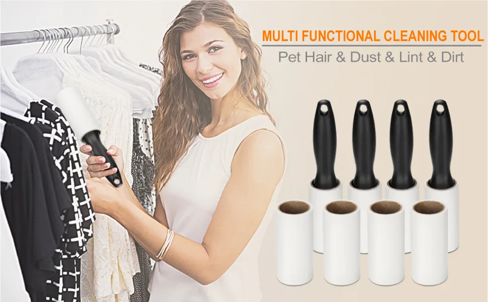 480 Sheet Extra Sticky Lint Roller - Pet Hair Remover for Clothes - 4 Handles + 8 Refills Pack (4 Handles + 8 Refills) - Remover