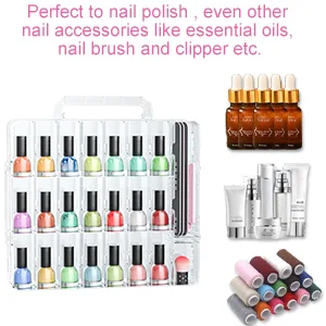 48 Bottles Universal Clear Gel Nail Polish Organizer Case Holder for Double Side Adjustable Space Divider for Acrylic Nail Gel Dip Powder Tips Set with Two Toe Separator - function