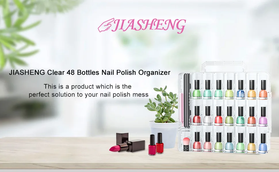 48 Bottles Universal Clear Gel Nail Polish Organizer Case Holder for Double Side Adjustable Space Divider for Acrylic Nail Gel Dip Powder Tips Set with Two Toe Separator - organizer