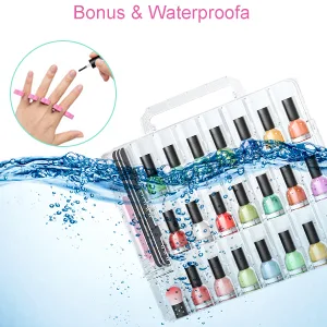 48 Bottles Universal Clear Gel Nail Polish Organizer Case Holder for Double Side Adjustable Space Divider for Acrylic Nail Gel Dip Powder Tips Set with Two Toe Separator - water proof