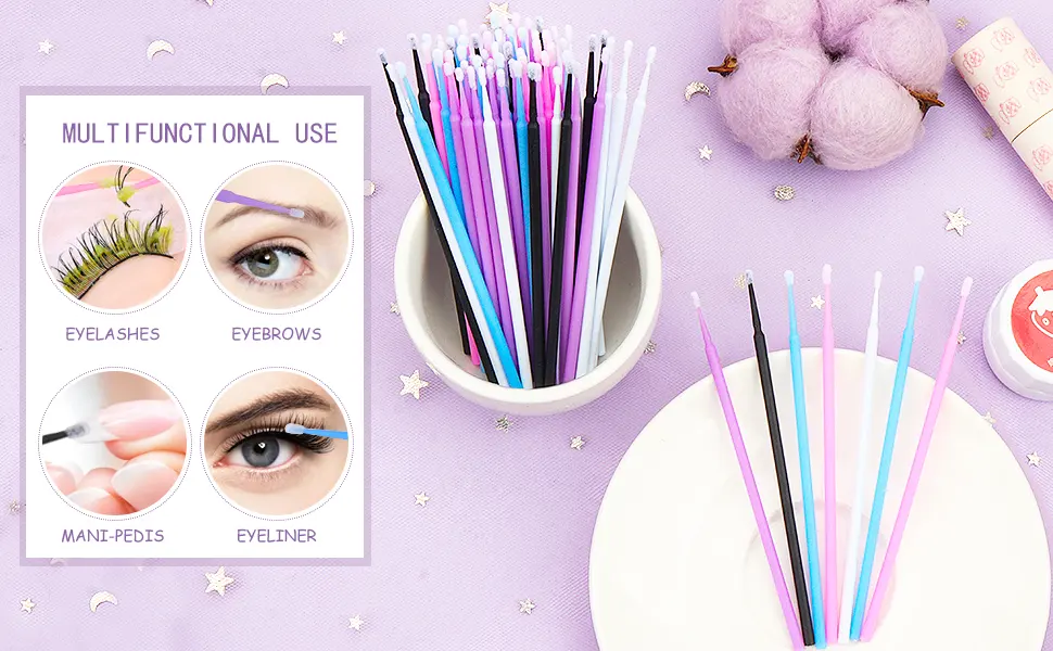 400 PCS Micro Applicator Brushes Disposable Eyelash Extension Microswab Mascara Wands Brush For Lash Remover Brush Tools Black( head diameter 1.5mm) - micro eyelash extension brush