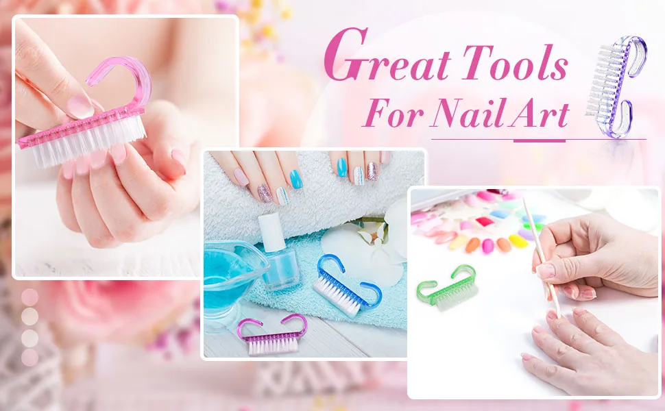 4 Pieces Handle Nail Brush Nail Hand Scrubbing Cleaning Brush (Small, Multicolor) - product information 2