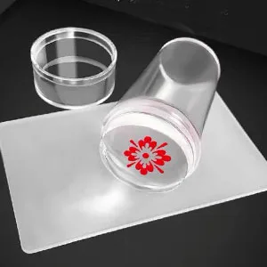 4 PCS Nail Art Stamper Double Sided Silicone Nail Stamper Jelly with Scraper, Visible Clear Nail Stamp for DIY Manicure Nails Combination - Silicone Nail Stamp