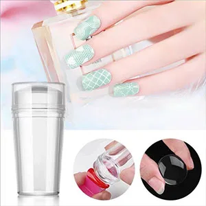 4 PCS Nail Art Stamper Double Sided Silicone Nail Stamper Jelly with Scraper, Visible Clear Nail Stamp for DIY Manicure Nails Combination - Silicone Nail Stamp