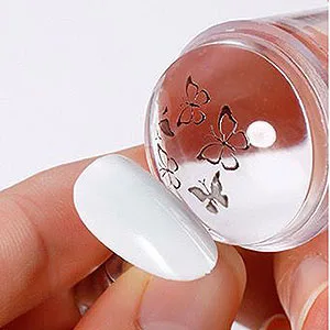4 PCS Nail Art Stamper Double Sided Silicone Nail Stamper Jelly with Scraper, Visible Clear Nail Stamp for DIY Manicure Nails Combination - Silicone Nail Stamper