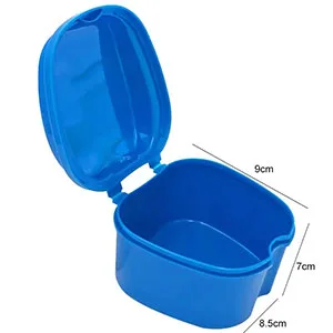 4 Pcs Denture Cups False Teeth Denture Case Denture Base Holder Box Container Soaking Denture Bath with Strainer Basket & Denture Brush For Travel Cleaning Overnight Soaking Sort Blue Green - false teeth container to soak