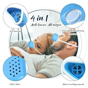 4 in 1 Anti snoring Devices,2021New Design Atomization snoring Solution,Right Amount Fog and moisturizing&PM2.5 Filter,Adjustable Wind Force Snore Stopper for Comfortable Sleep - Anti Snore Atomizer
