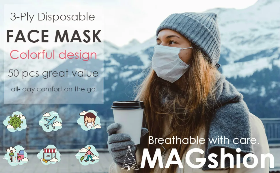3-Ply FACE MASK with Earloop(Multi Colors 70 pc) - masks