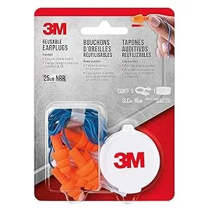 3M Corded Reusable Earplug, 3-Pair with Case, 90716-80025T 3 Pairs, Corded - product information 1