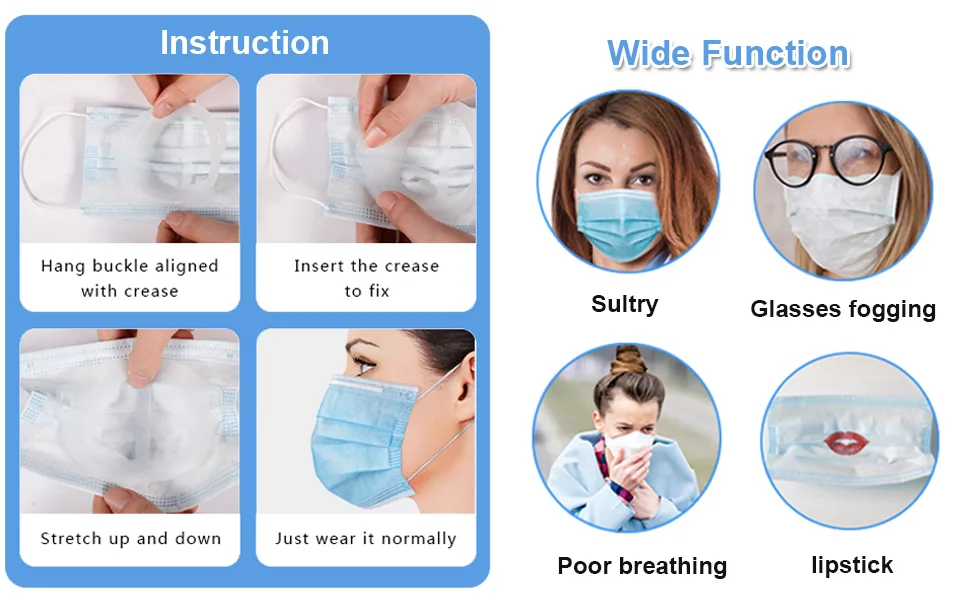 3D Mask Bracket - Oceantree Inner Support Frame for Face Mask Protect Lipstick, More Space Nose Protection Stand Holder Cool Smoothly Breathing Mask Guards for Under Mask Mask Accessories - Oceantree 3D Mask Bracket Cool Inner Support Frame Breathing Smoothly