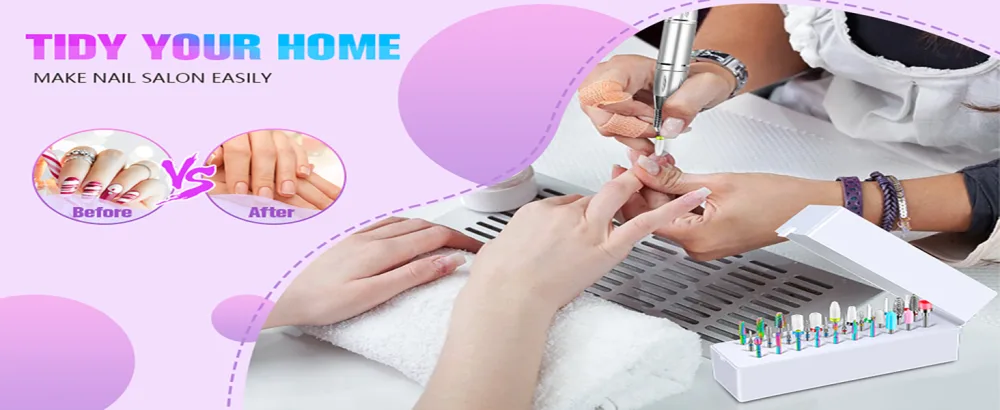 30Pcs Nail Drill Bits Set with 30 Holes Holder, 3/32 Inch 12Pcs Tungsten Carbide Bits& 7Pcs Diamond Carbide Drill Bits for Nails&7Pcs Ceramic Nail Bits&2Pcs Quartz Pointed Nail Bits for Nail Drill White Case - nail drill bits set