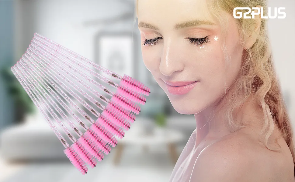 300PCS Crystal Eyelash Mascara Brushes Wands Applicator Makeup Kits (Pink) Pink 300 Count (Pack of 1) - Crystal Eyelash Mascara Brushes Wands