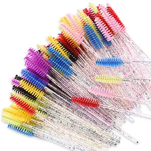 300 Pcs Disposable Crystal Mascara Wand Eyelash Brush Applicator Eyebrow Brush for EyeLash Extension Supplies (Black) - Ft01